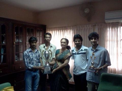Avinesh, Saurabh, Vipin and Addy with HoD Dr. Priya Chandran