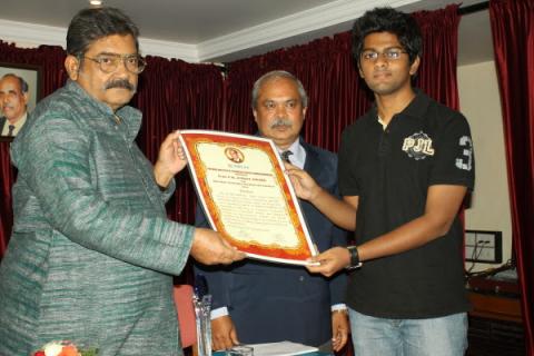 Ayush Jaiswal ( S8 CSE) got the  Prof. P.M. Jussay Award for the Best Outgoing S